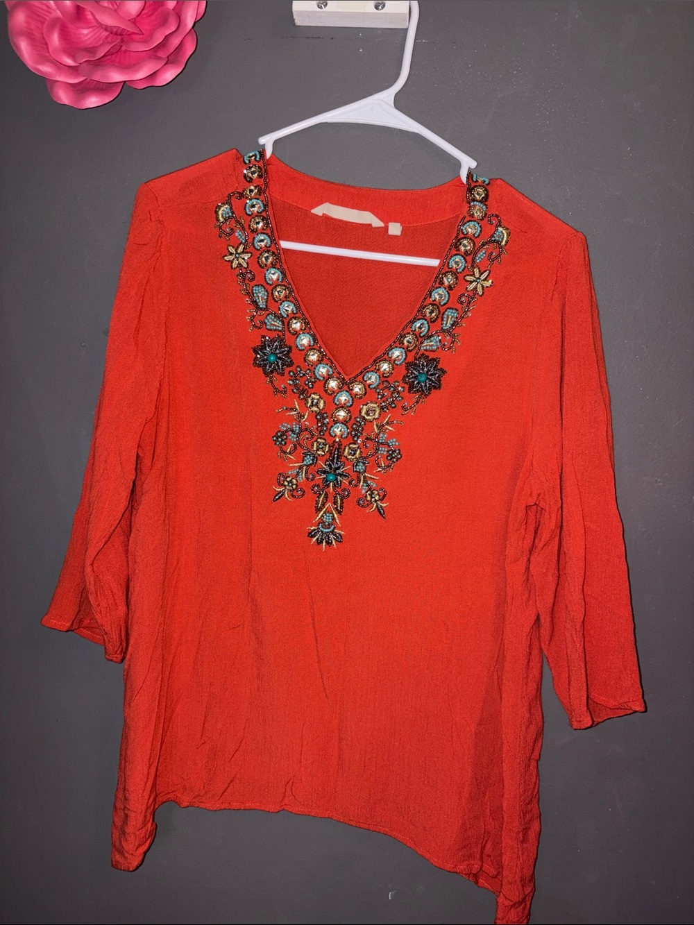 Soft Surroundings Rust Bling Blouse - Medium